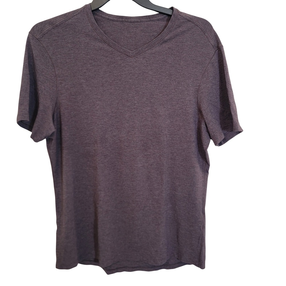 Lululemon 5 Year Basic Tee V-Neck Shirt Heathered Plum Performance Short Sleeve‎